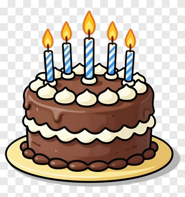 Cartoon Chocolate Cake With Candles PNG