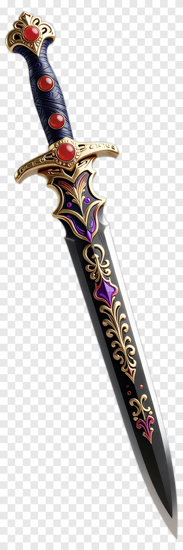 Decorative Sword With Ornate Handle PNG