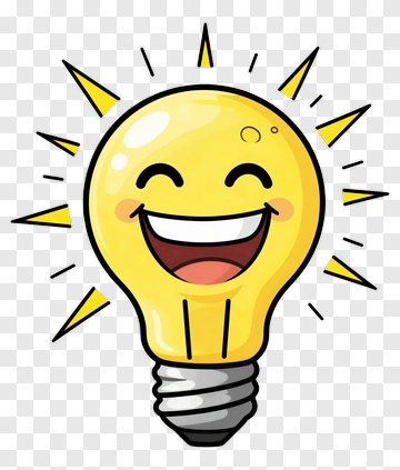 Cartoon Light Bulb With A Happy Face PNG