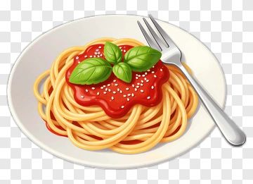 Plate Of Spaghetti With Tomato Sauce And Basil PNG