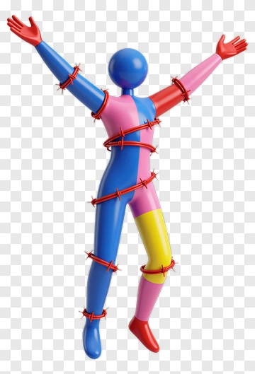 Colorful 3D Figure With Arms Raised PNG
