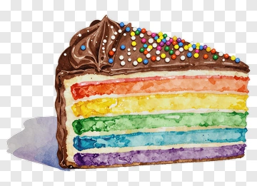 Colorful Layered Cake With Chocolate Frosting PNG