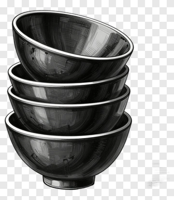 Stack Of Black Bowls PNG