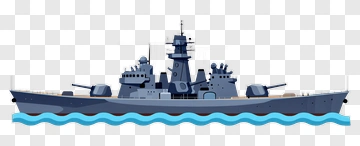 Cartoon Battleship On Water PNG