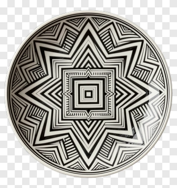 Decorative Black And White Geometric Bowl PNG