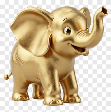 Golden Elephant Figure PNG