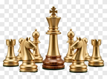 Golden Chess Set With King And Knights PNG