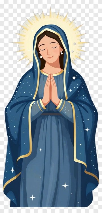 Praying Virgin Mary With Starry Background PNG