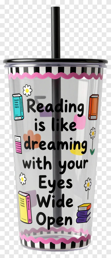 Reading Cup With Inspirational Quote PNG