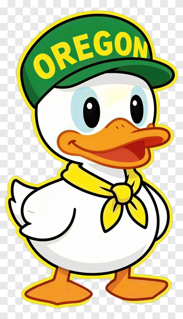 Cartoon Duck Wearing Oregon Cap PNG