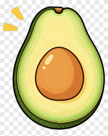 Cartoon Avocado With Seed PNG