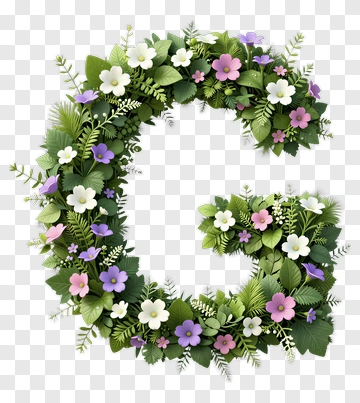 Floral Letter G Decoration PNG