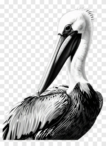 Black And White Pelican PNG
