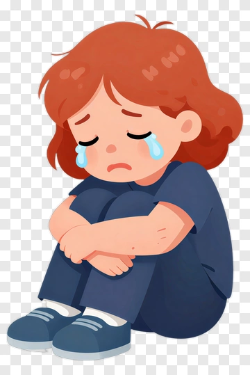 Sad Child Crying While Sitting PNG