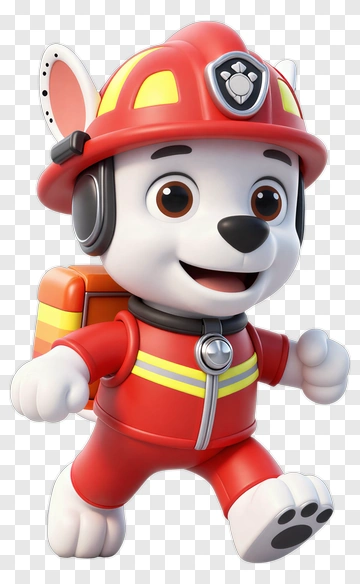 3D Firefighter Dog In Red Uniform PNG