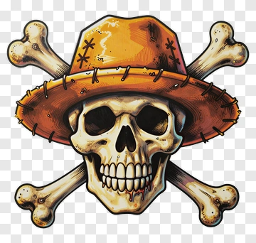 Skull With Crossbones And Straw Hat PNG