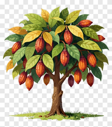 Cacao Tree With Ripe Pods PNG