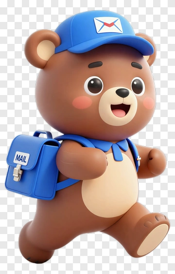 Cartoon Bear Mail Carrier Running PNG