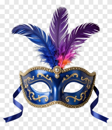 Blue Carnival Mask With Feathers PNG