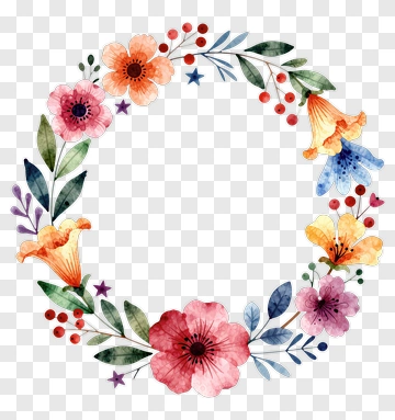 Colorful Floral Wreath PNG