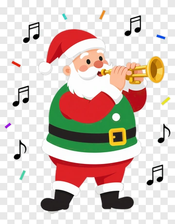 Cartoon Santa Playing Trumpet PNG