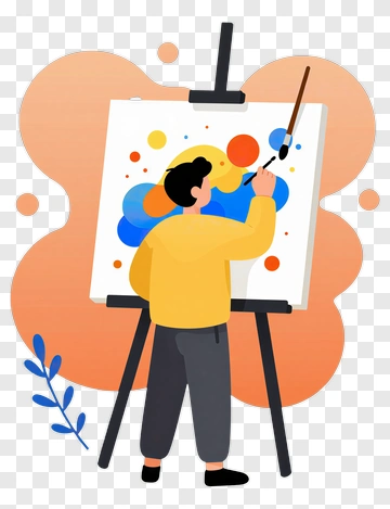 Artist Painting On Canvas PNG