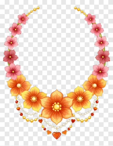Colorful Floral Necklace Design PNG