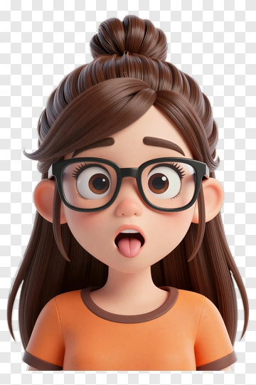 Surprised Girl With Glasses Making A Funny Face PNG