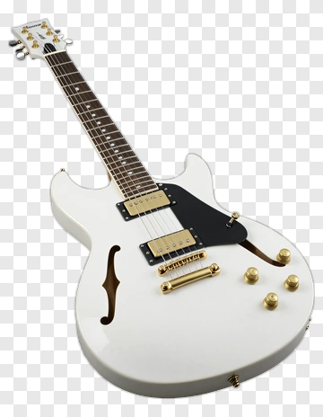 White Electric Guitar With Gold Hardware PNG