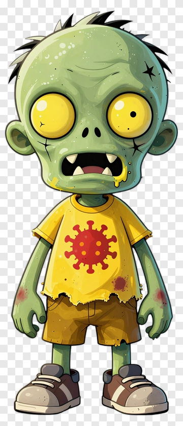 Cartoon Zombie In Tattered Clothes PNG