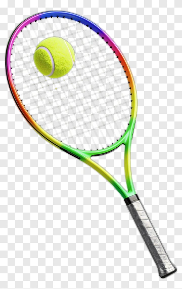 Tennis Racket With A Yellow Ball PNG