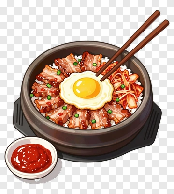 Delicious Bibimbap With Egg And Sauce PNG