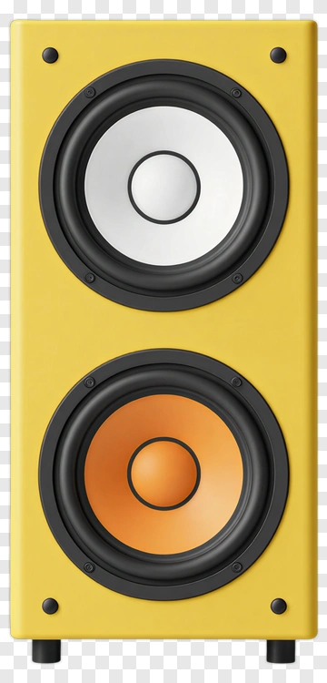 Yellow Speaker With Dual Woofers PNG