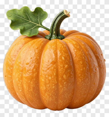 Realistic Orange Pumpkin With Leaf PNG