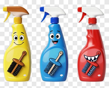 Cartoon Cleaning Spray Bottles PNG