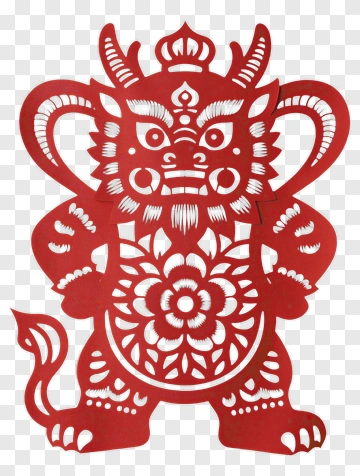 Chinese Paper Cut Dragon Decoration PNG