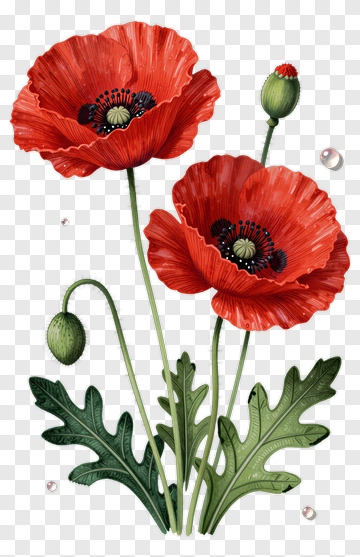 Red Poppy Flowers PNG