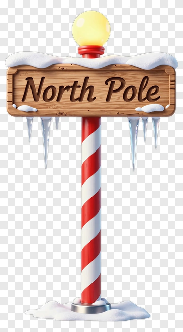 North Pole Signpost With Snow And Icicles PNG