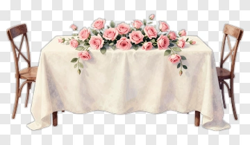 Table Set With Pink Roses PNG