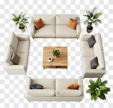Modern Living Room Seating Arrangement PNG