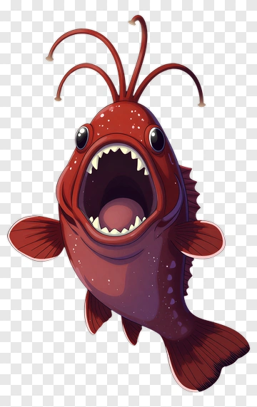 Cartoon Anglerfish With Open Mouth PNG