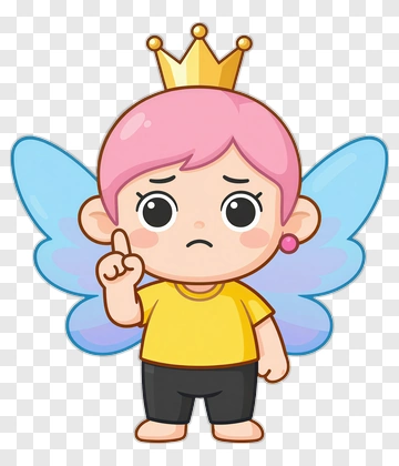 Cartoon Fairy With Pink Hair And Crown PNG