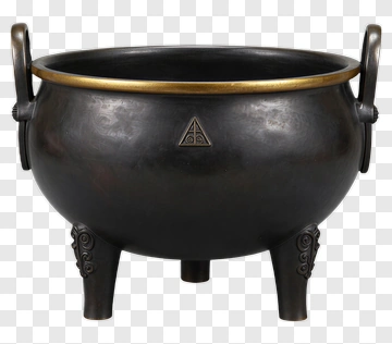 Black Cauldron With Gold Trim PNG
