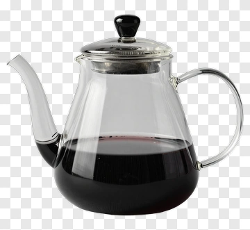 Glass Teapot With Dark Liquid PNG