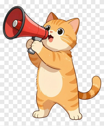 Cartoon Cat Holding A Megaphone PNG