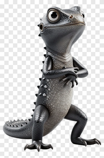 3D Cartoon Lizard Character PNG