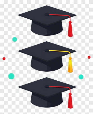 Graduation Caps With Colorful Tassels PNG