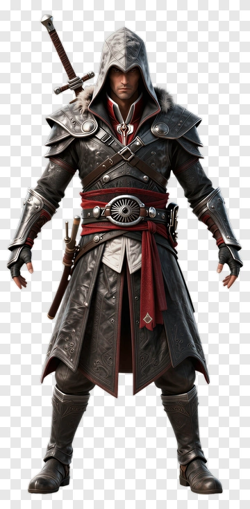 Assassin Character In Dark Armor PNG