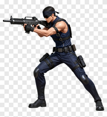 Armed Soldier Posing With A Rifle PNG