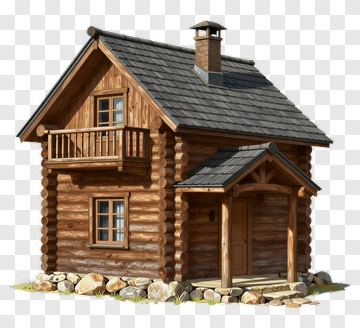 Log Cabin With Stone Foundation PNG